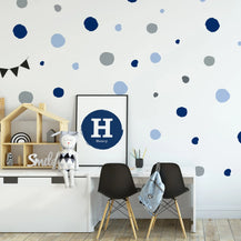 Blue & Grey Polka Dot Wall Decal