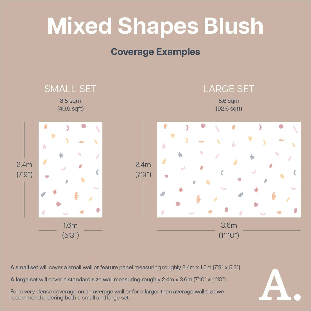 Mixed Shapes Blush Wall Decal - Decals - Abstract Shapes